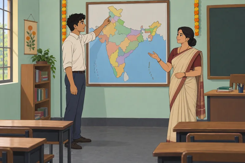 General Knowledge Quiz shows India's map lesson.