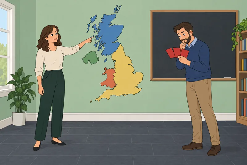 General Knowledge Quiz shows Britain’s map.
