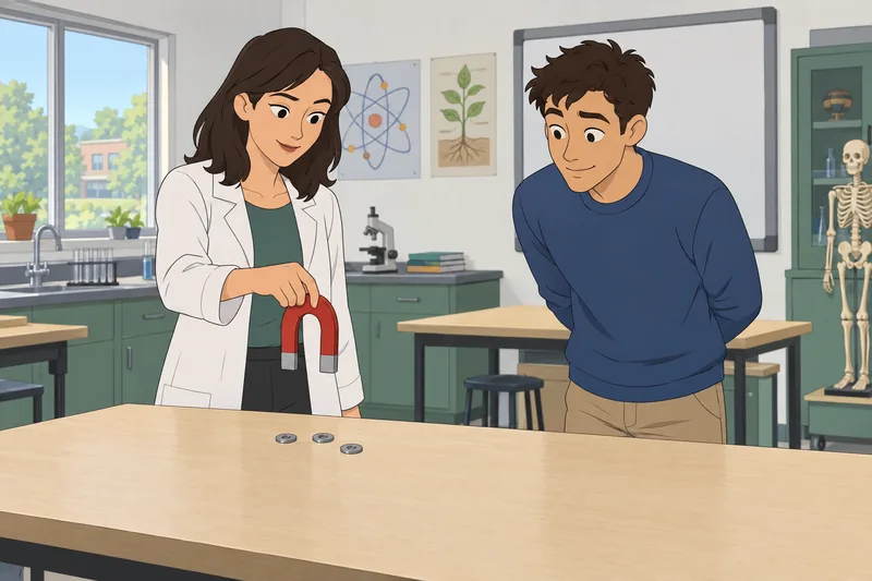 General Science Quiz: learners test magnetic attraction.