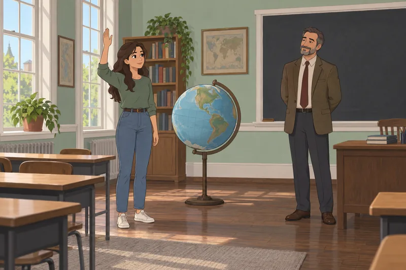 Quiz de genios: una estudiante estudia un globo.
