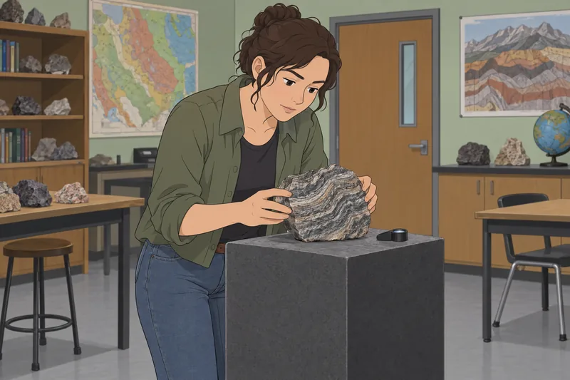 El cuestionario de geología muestra una roca estratificada.
