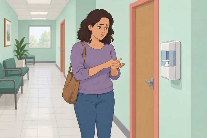 Germaphobe Quiz shows a visitor washing hands.