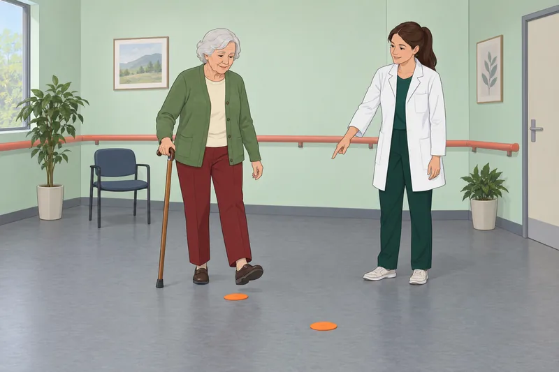 Gerontology Practice Quiz shows safe walking practice.