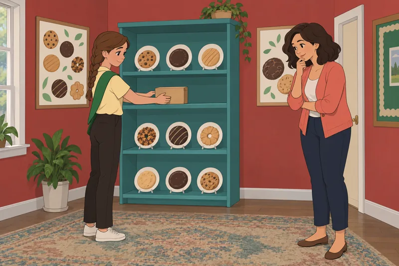 Girl Scout Cookie choices in a bakery shop.