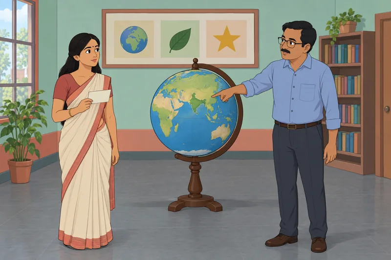GK Quiz in class beside a globe.