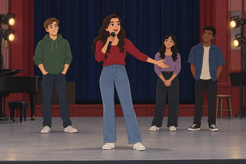 Glee Character Quiz shows a student choir leader.