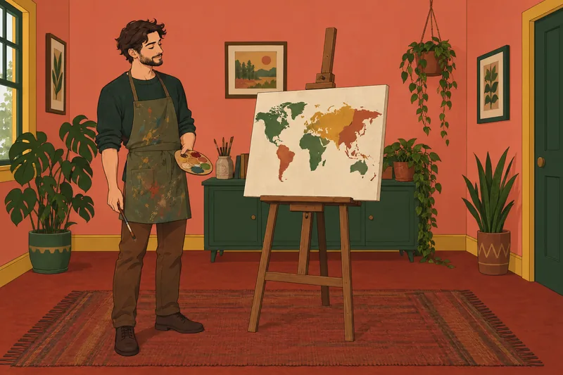 La identidad global acompaña un mapa sin etiquetas.