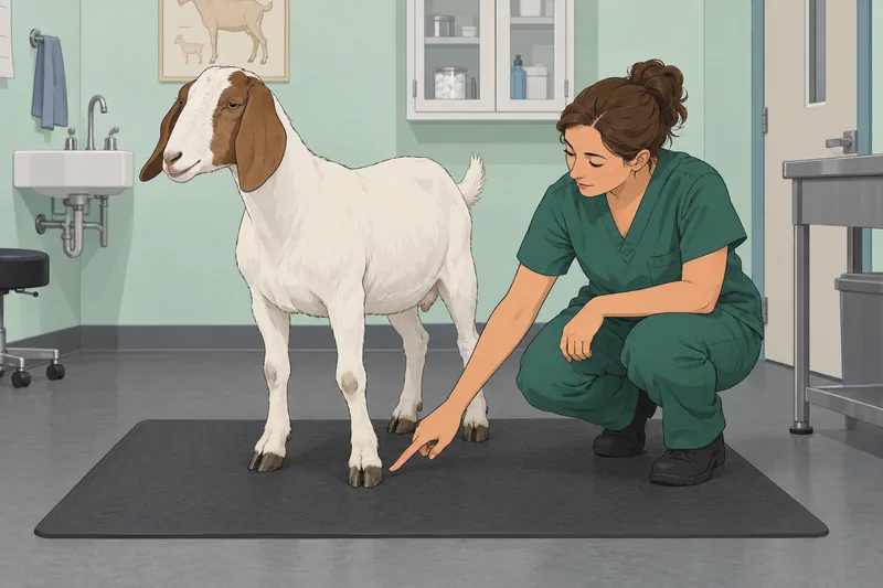 Goat Anatomy Quiz: student studies a hoof model.