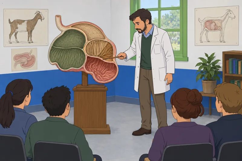 cuestionario sobre anatomía: veterinaria revisa un estómago.