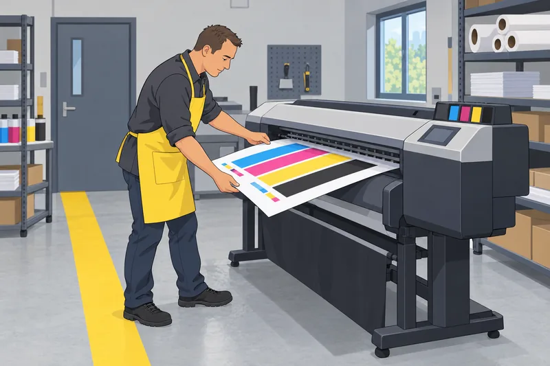 Graphic Design Quiz: technician checks a fresh proof.