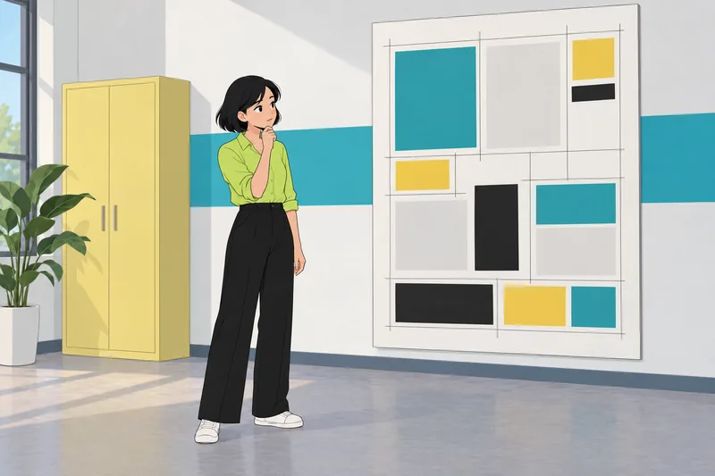cuestionario de diseño: estudiante revisa una composición.