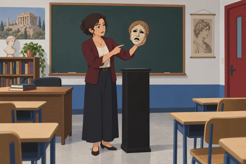 Greek Tragedy Quiz shows a classroom discussion.