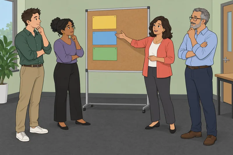 Group Reflectiveness Scale captures colleagues reviewing a board.
