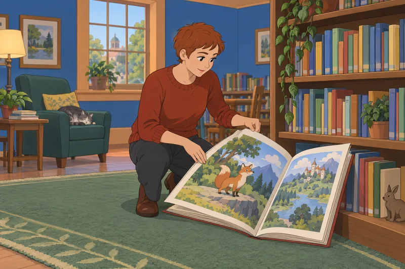 Guess the Cartoon: visitor examines a character figurine.