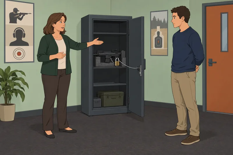 Gun Quiz shows a safe classroom demonstration.