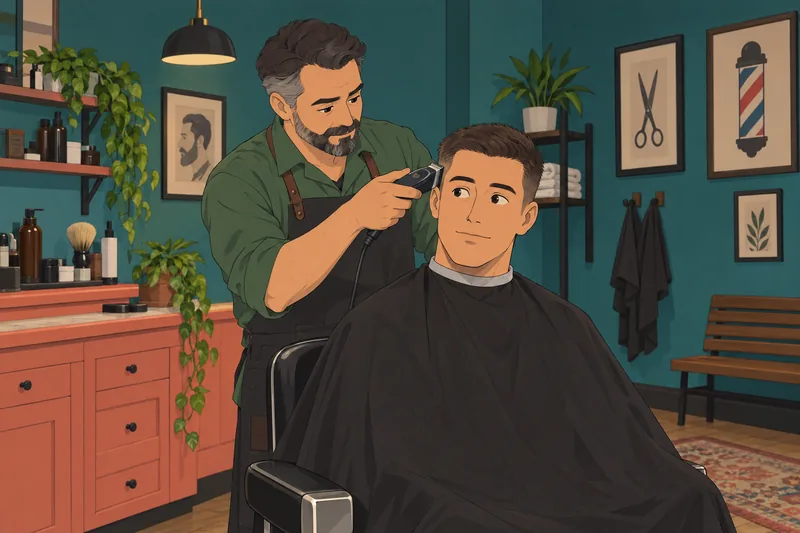 Haircut Quiz Male shows a neat clipper trim.