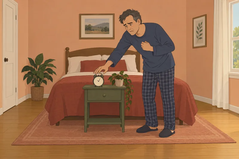 Hamilton Anxiety Rating beside a bedside alarm clock.