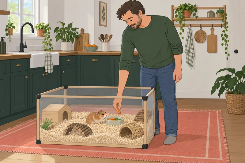 Hamster Quiz shows a calm veterinary water check.