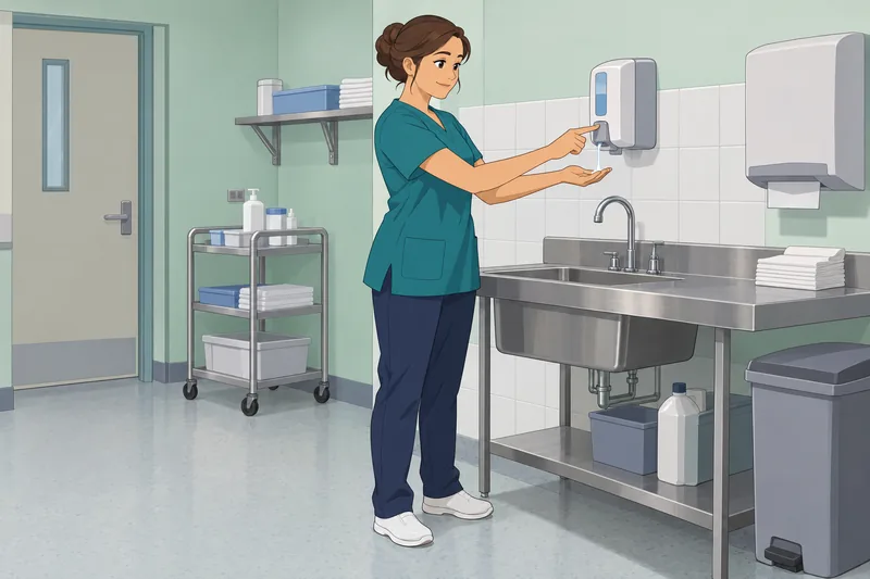 Hand Hygiene Quiz shows a woman washing.