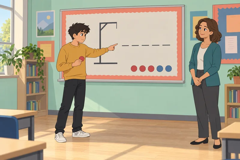 Hangman Quiz shows a learner choosing a marker.