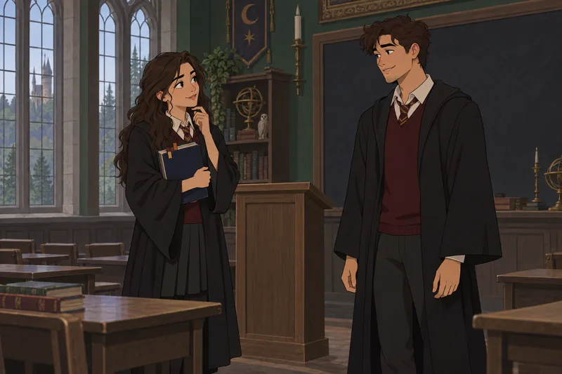 Harry Potter Boyfriend preferences appear among library books.