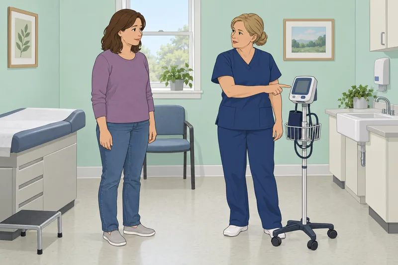 Escena: evaluación de la salud muestra una educadora.