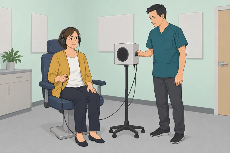 Hearing Loss Quiz: patient follows a test tone.