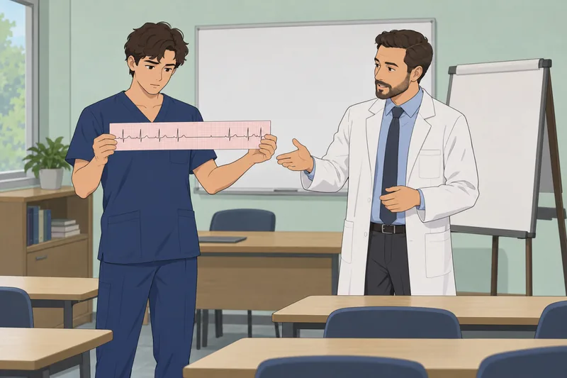El cuestionario sobre bloqueo muestra un ECG.