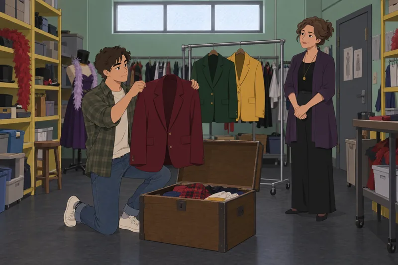 Heathers Quiz in a backstage costume room.