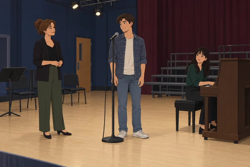 El cuestionario sobre el musical muestra un ensayo.
