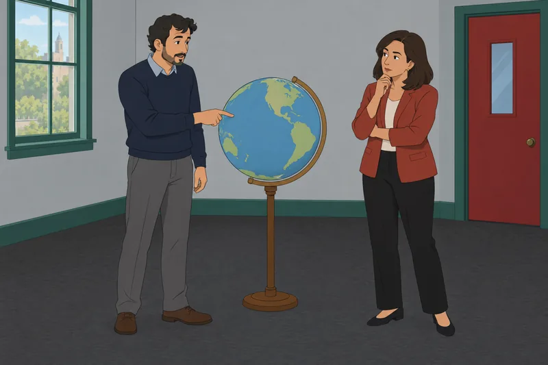 Hillary Clinton or: A globe guides policy discussion.