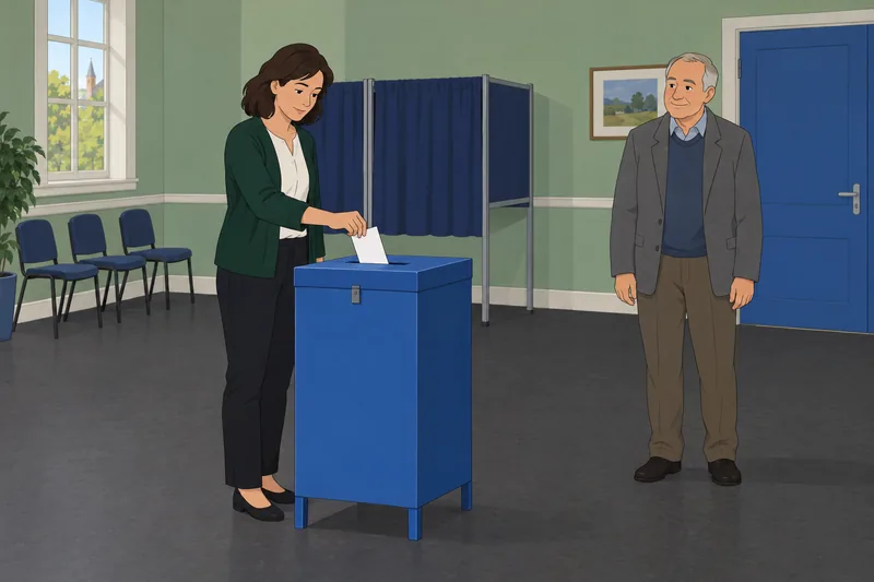 Hillary Clinton or: A resident places a ballot.