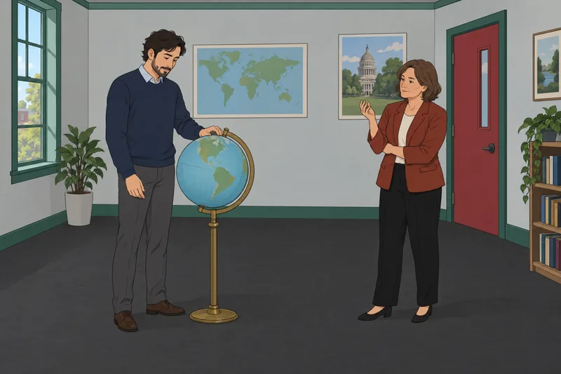 cuestionario Hillary Clinton: Una instructora gira un globo.