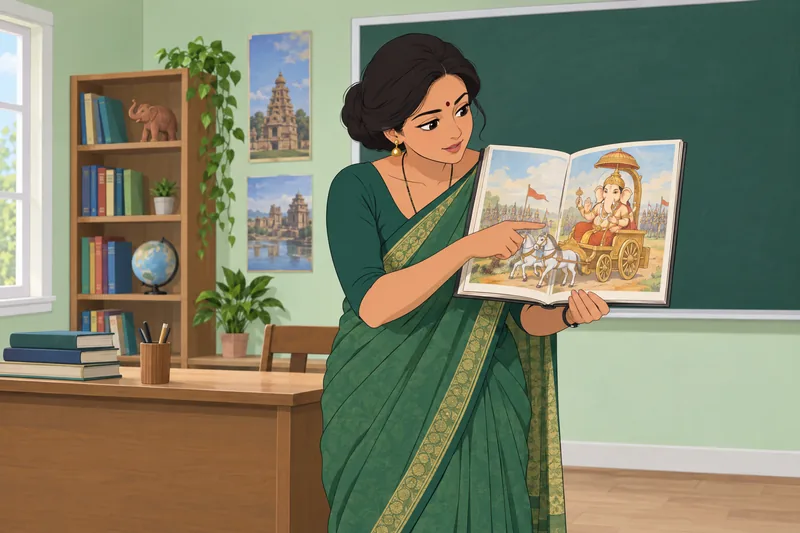 Hindu Mythology Quiz shows a museum guessing scene.