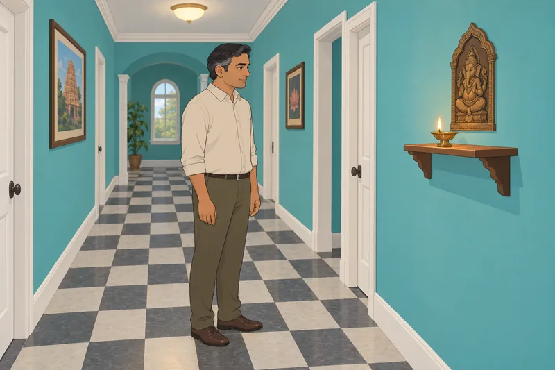 Hinduism Quiz depicts a volunteer near a lamp.