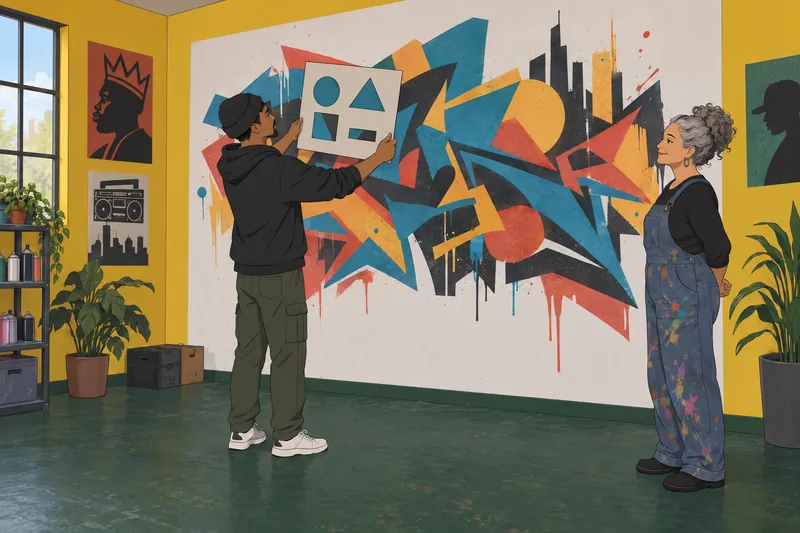 Quiz de hip-hop muestra un mural abstracto.