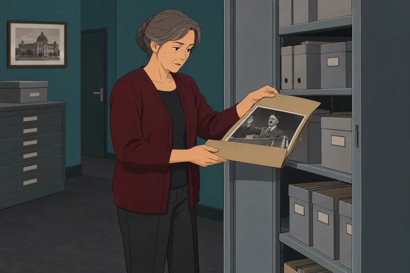 cuestionario sobre Hitler junto a un archivo.