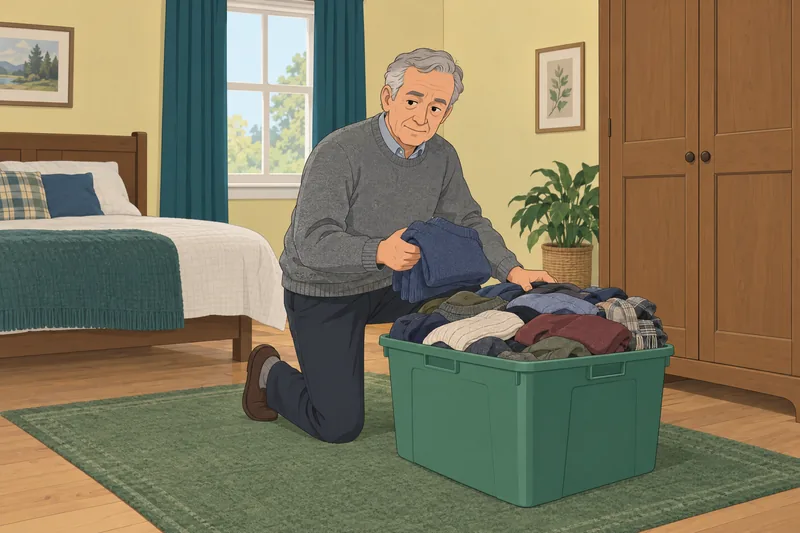 Hoarding Quiz shows careful sorting in a bedroom.
