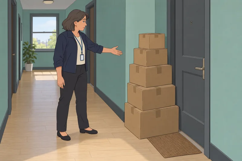 Hoarding Quiz shows an adult clearing a hallway.