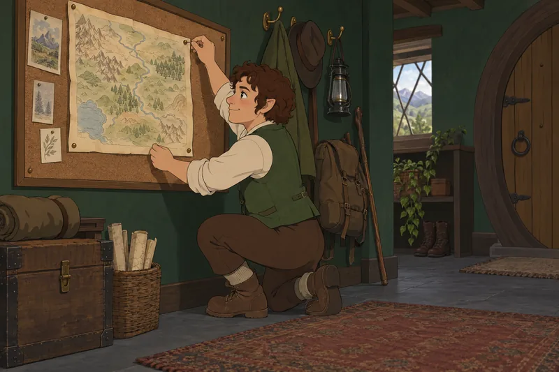 Hobbit Character Quiz: a reader studies a storybook.