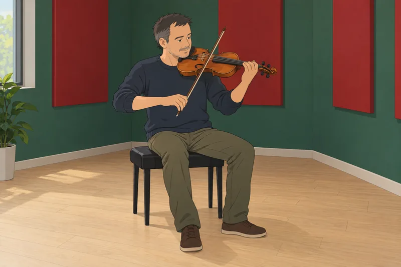 Hobby Quiz captures focused violin practice.