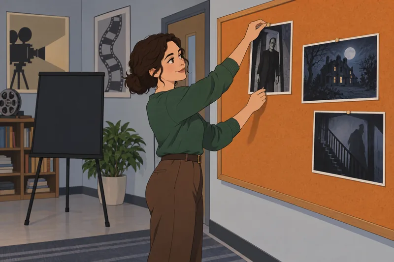 A curator studies a Horror Movie Quiz.