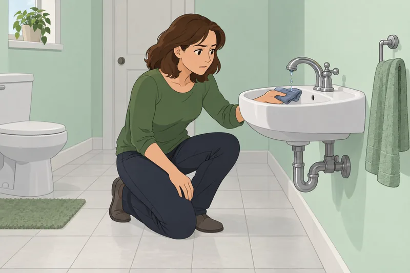 Household Water Use: resident checks a washer hose.