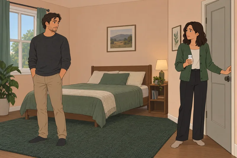 How Long Can: adults discuss a closed door.