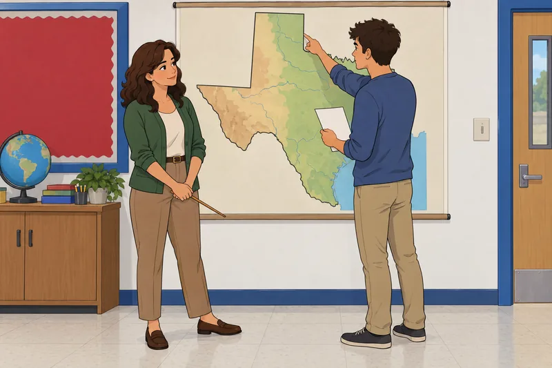 El cuestionario ¿Qué tan: mapa de Texas.