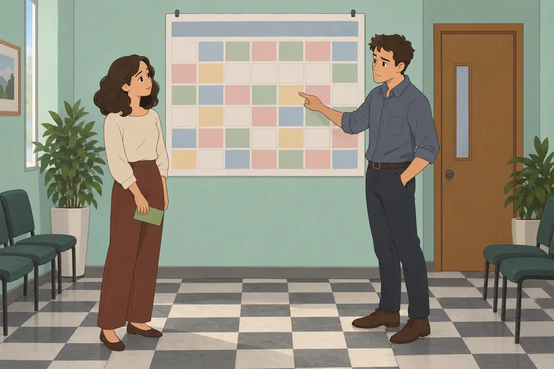 cuestionario cómo elegir: pareja compara un calendario.