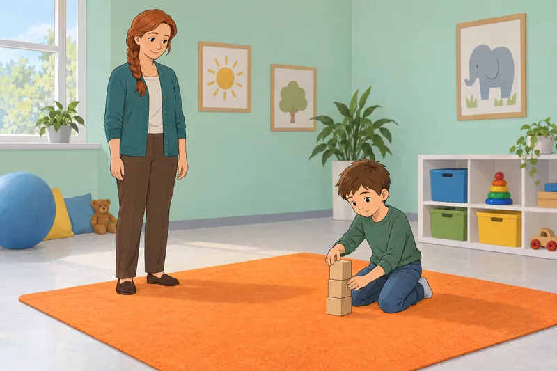 How to Tell: child builds a block tower.