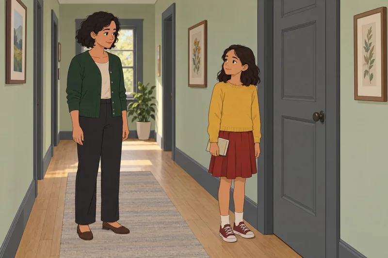 How to Tell: child reads beside door.