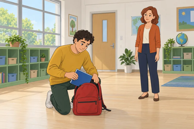 Life Adaptation Questionnaire shows a student organizing schoolwork.