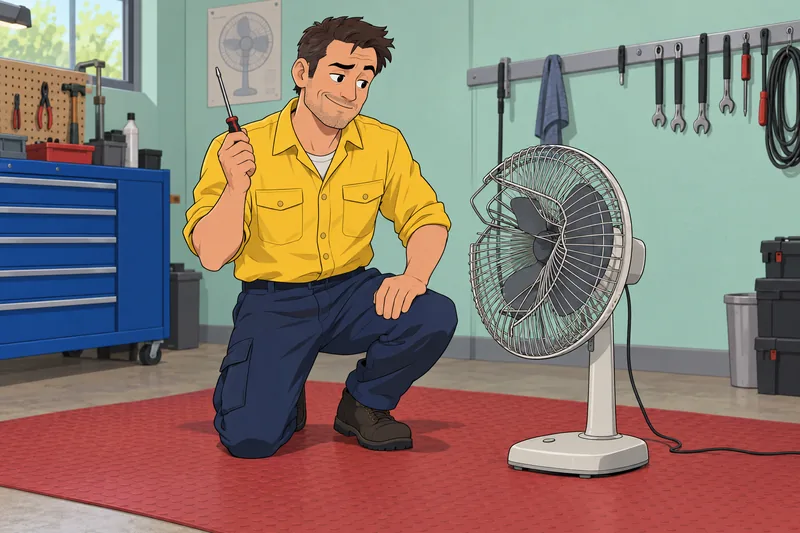 Coping Humor Scale: technician grins at stalled fan.